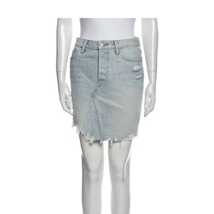 GRLFRND raw edge denim mini skirt